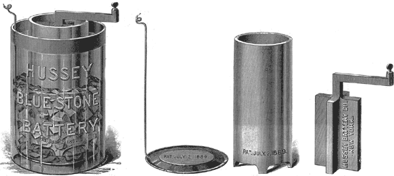 FIGS. 1, 2, 3, AND 4. � THE NEW HUSSEY PRIMARY BATTERY.