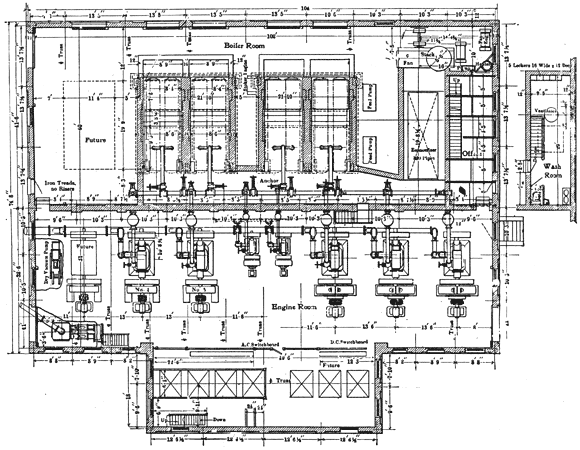 GRAND RAPIDS, GRAND HAVEN AND MUSKEGON RAILWAY. � FLOOR PLAN OF POWER HOUSE.