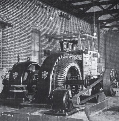 THE 10,000 VOLT BULLOCK MOTOR-GENERATOR SET OPERATING THE RAILWAY SYSTEM OF THE SAN BERNARDINO VALLEY TRACTION COMPANY.
