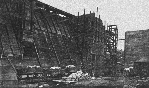 Concrete Wall of Lock for Ship Canal./HYDRO-ELECTRIC POWER DEVELOPMENT ON CHICAGO DRAINAGE CANAL,/NEAR LOCKPORT, ILL.
