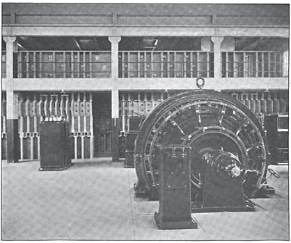 FIG. 12. � AN INTERIOR VIEW OF PART OF THE SUB-STATION AT WOODHAVEN JUNCTION LOOKING TOWARD THE HIGH-TENSION GALLERY