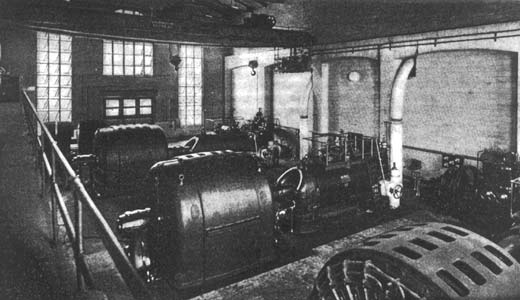 Interior View of Power Station � Showing Three of the Four Turbo-Generators.