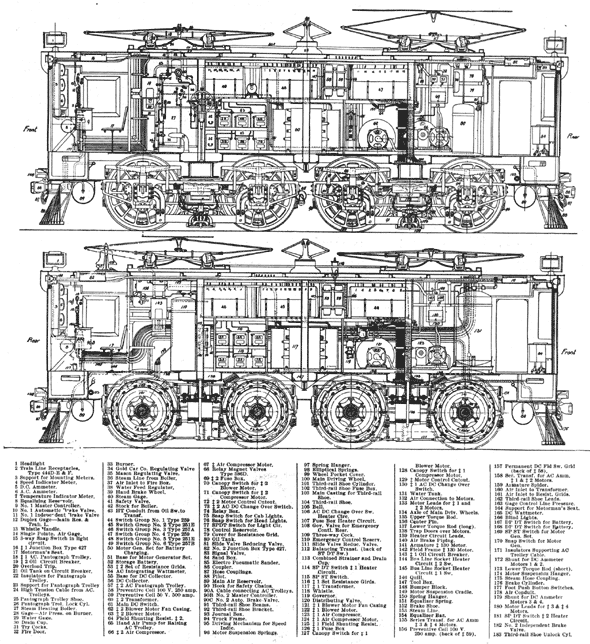 Longitudinal Sections, Showing the Internal Construction of the New Haven Electric Locomotives./INAUGURATION OF THE NEW HAVEN RAILROAD ELECTRIC SERVICE.