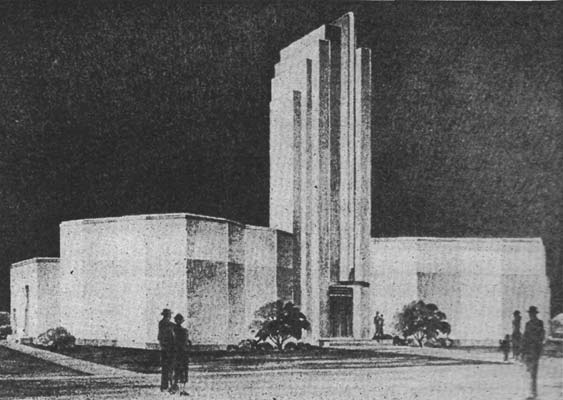 Glass-Block Building Under Erection at Chicago World