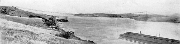 FIG. 1.--HIGH-POTENTIAL TRANSMISSION LINE SPANNING CARQUINEZ STRAITS.