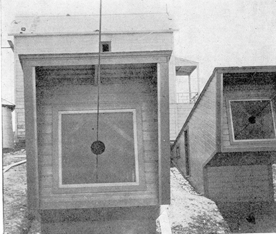 FIG. 8.�ANCHOR HOUSES, WITH CABLES PASSING OUT FROM STRAIN INSULATORS.