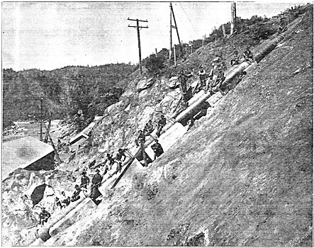 NO BETTER ILLUSTRATION THAN THIS OF THE GRADIENT OF THE PIPE LINE CAN BE GIVEN.