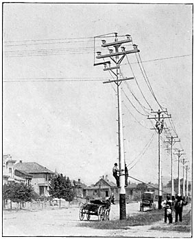 HEAD AND STRAIN GUYING A LIVE 40,000-VOLT LINE.