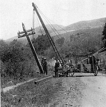 THE TRUCK-DERRICK IN ACTION.