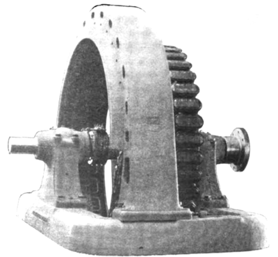 750 K. W. G. E. THREE- PHASE ALTERNATOR, REVOLVING FIELD UNCOVERED, MECHANICVILLE, N. Y., TRANSMISSION.