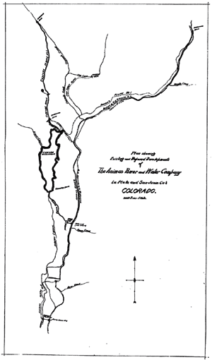FIG. 2. � A PLAN OF THE EXISTING AND PROPOSED DEVELOPMENT OF THE ANIMAS POWER & WATER COMPANY IN COLORADO.