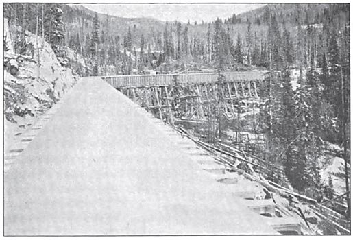 FIG. 9. � A PART OF CASCADE FLUME EXTENDING FROM THE DIVERTING DAM TO THE STORAGE RESERVOIR.