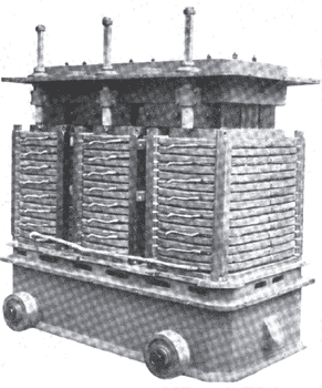 FIG. 6 � COILS OF THREE-PHASE TRANSFORMER.
