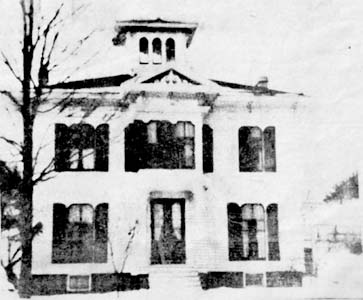 OLD LOCKE HOUSE � This photo of what is presently the residence of the Jake Garvey family, was taken around 1900.  Shows the house as it looked before the wing containing the laboratory was added by Fred M. Locke, founder of Victor Insulators.
