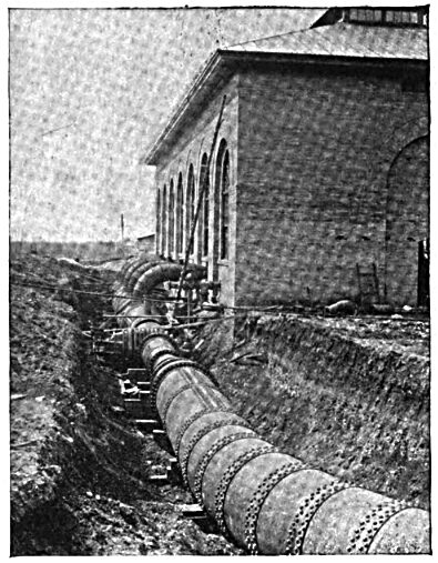 FIG. 2 � EXTERIOR OF POWER HOUSE, SHOWING ONE VENTURI METER AND RECEIVER.
