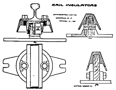 Figs, 3, 4 AND 5.� DAFT THIRD-RAIL INSULATORS.