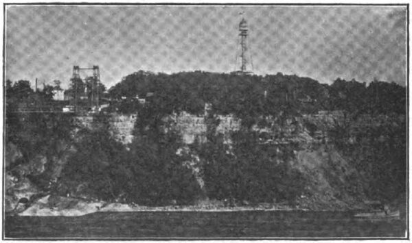 NIAGARA GORGE, SHOWING PORTAL OF THE GREAT WATER POWER TUNNEL.
