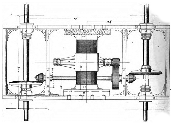 FIG. 3. � PLAN VIEW OF TRUCK, RAE ELECTRIC RAILWAY SYSTEM.