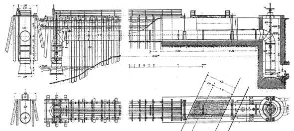FIG. 1.�SIPHON SYSTEM AT. LAKE POSCHIAVO POWER PLANT, BRUSIO, SWITZERLAND.