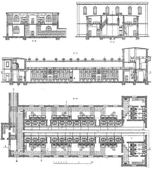 FIG. 11.�PLAN AND ELEVATION, STEP-UP TRANSFORMER STATION AT PIATTAMALA.