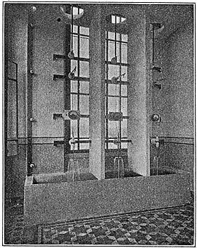 FIG. 14. � FIFTY-THOUSAND-VOLT WATER-FLOW LIGHTNING ARRESTERS AT STEP-UP STATION, PIATTAMALA.