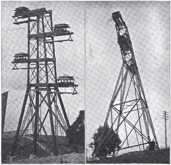 THE SOUTH TOWER (left).  THE LEANING TOWER (right).