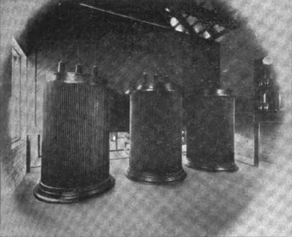 THE 40,000-VOLT TRANSFORMERS.