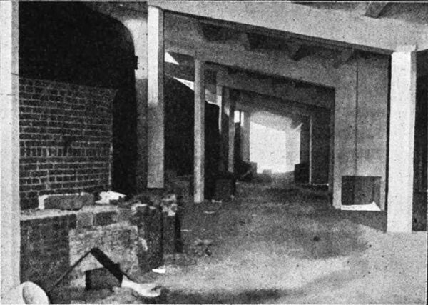 KILN ROOM, SHOWING PARTIALLY COMPLETED KILNS, AND BEYOND THE FALSEWORK FOR FIRST FLOOR READY FOR THE CONCRETE.