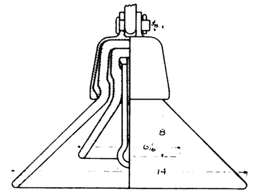 Fig. 20.�No. 2019 suspension insulator for 30,000 volts. Made by the Locke Insulator Mfg. Co., Victor, N. Y.