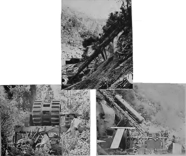 FIGURES 6, 7 AND 8. -- Illustrating some difficulties encountered in the installation of the Transmission Plant of the Nevada County Electric Power Company.