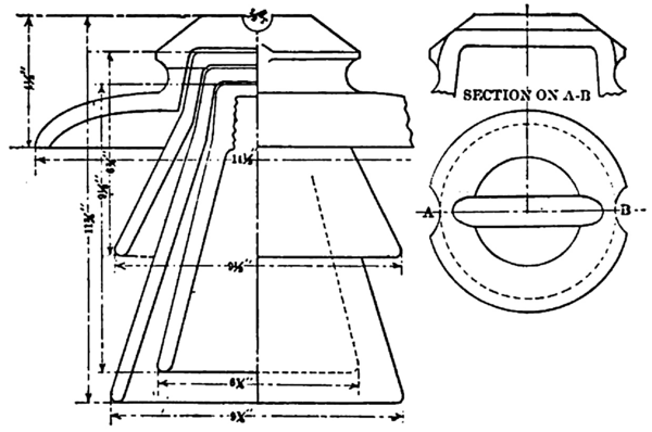 FIGURE 9. SIXTY-THOUSAND-VOLT, FOURTEEN-INCH PORCELAIN INSULATOR.