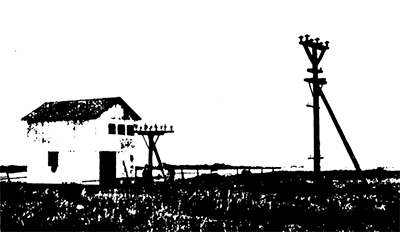 HIGH TENSION LINE SWITCHES IN CONSTRUCTION AT THE BLACK DIAMOND SUBSTATION.