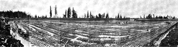 PANORAMIC VIEW OF THE RESERVOIR AND FOREBAY POOL, SHOWING THE SIMULTANEOUS OPERATION AND CONSTRUCTION.