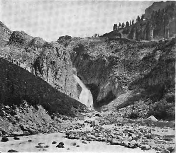 MOWICH FALLS ON THE HEAD WATERS OF THE PUYALLUP RIVER.