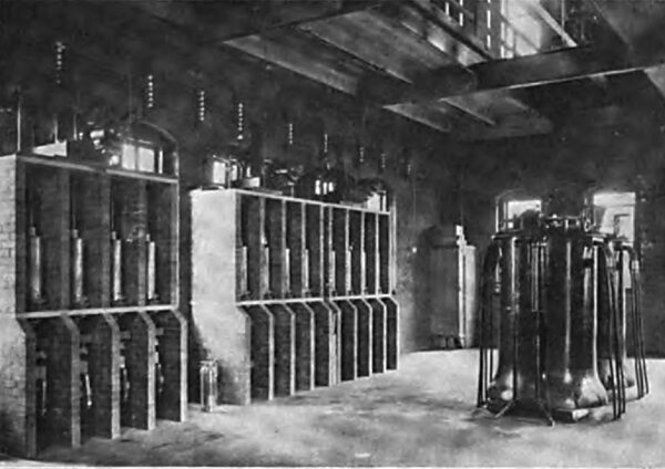 THE MASSACHUSETTS STREET SUBSTATION, SEATTLE, SHOWING THE REGULATORS AND LOW TENSION SWITCH CELLS.