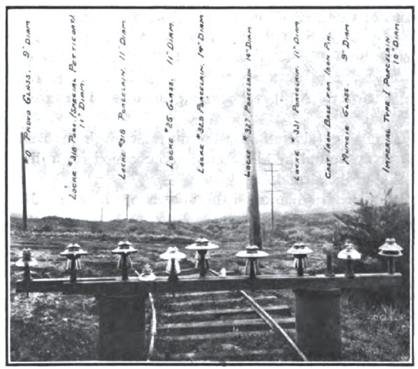 TYPES OF INSULATORS USED IN 80,000-VOLT LINE EXPERIMENTS