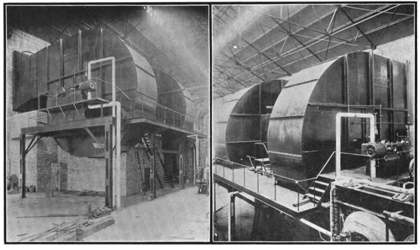 TWO VIEWS OF THE GREAT INDUCED DRAUGHT FANS