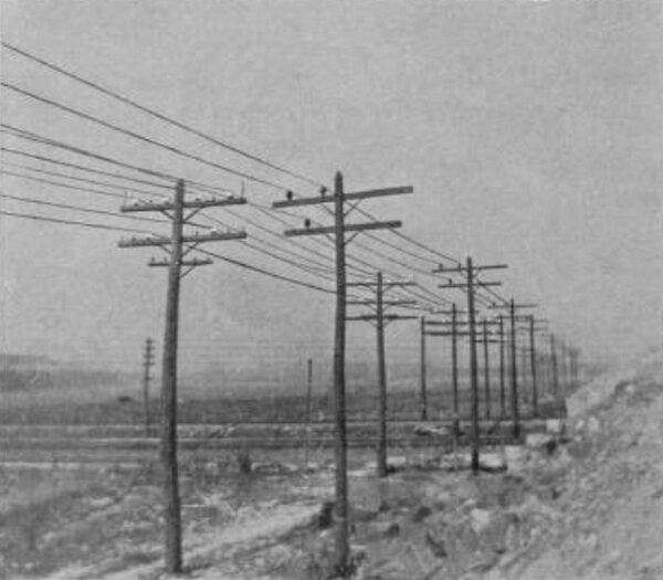 FIG. 2 -- THE RELATIVE CONSPICUOUSNESS OF WHITE AND BROWN INSULATORS ON TWO DIFFERENT TRANSMISSION LINES.