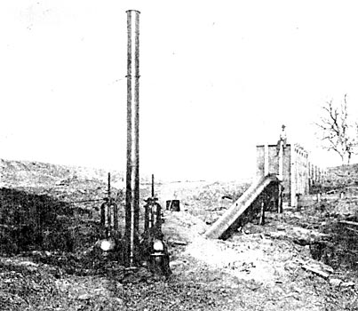 FIGURE. 6 � BIFURCATING GATES, PRESSURE BOX AND AIR STANDPIPE AT THE HEAD OF THE PIPE LINE.