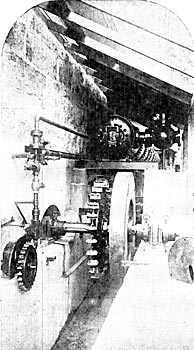FIGURE. 8 � PELTON WATER WHEEL MOUNTINGS, SHOWING FLY WHEEL, EXCITER WHEEL AND LOWER END OF THE RECEIVER.