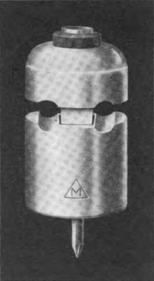 "Plug" porcelain knob.  Illinois Electric Porcelain Co., Macomb, Ill.