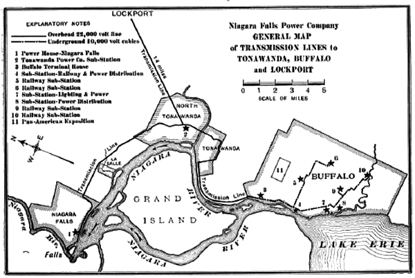 THIS MAP IS REPRINTED FROM AN ARTICLE ON NIAGARA FALLS POWER APPLICATIONS IN "CASSIER