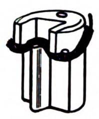 An insulating knob of simple construction. Made by the Trenle Porcelain Co., East Liverpool, Ohio.