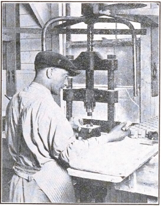 Fig. 5, Pressing Porcelain Sign Receptacle