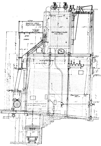 SECTION SHOWING ARRANGEMENT OF BOILER UNIT � MCKENZIE FURNACE � EDGE MOOR BOILER � GREEN ECONOMIZER.
