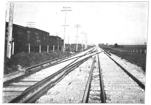 VIEW SHOWING ARRANGEMENT OF THIRD RAIL AT CROSS OVER