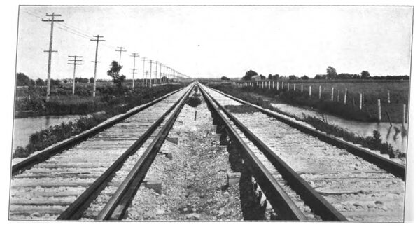 TYPICAL VIEW OF DOUBLE TRACK ON AURORA, ELGIN AND CHICAGO RAILWAY