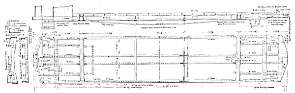 PLAN AND SIDE ELEVATION OF CAR, SHOWING STEEL SUB-FRAME