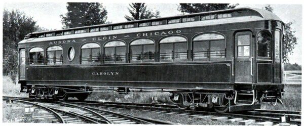 Buffet Motor Car on the Aurora, Elgin, and Chicago Railway.