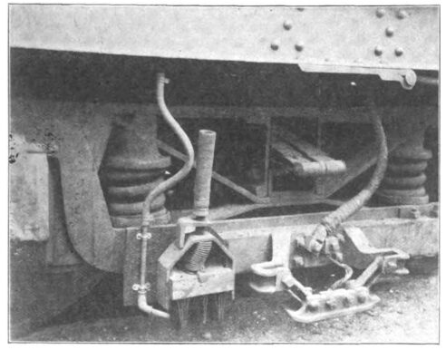 FIG. 4.APPARATUS ON AURORA-ELGIN-CHICAGO CARS FOR REMOVING ICE FROM THIRD-RAIL.